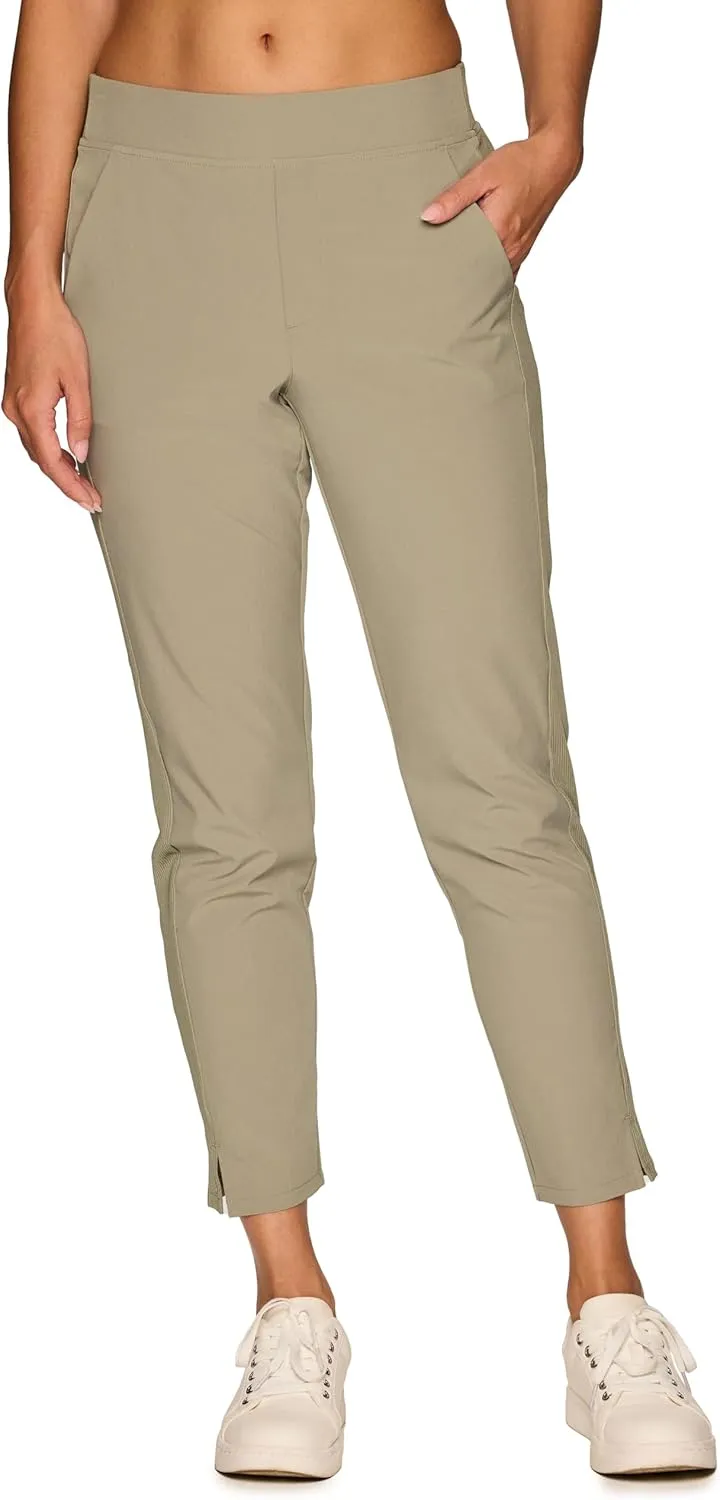 RBX Women's Ankle Pant, Quick Drying Lightweight Stretch Woven Flat-Front Straight Leg Pants