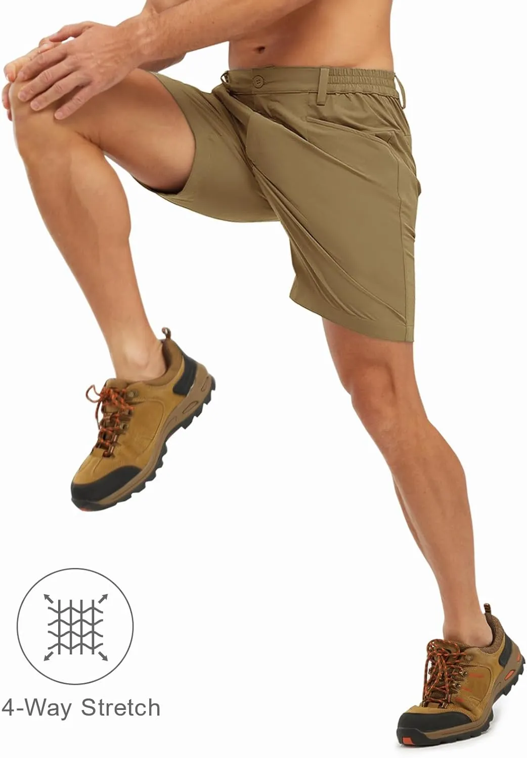 Rdruko Men's Stretch Golf Shorts 7 Inch Inseam Dress Casual Dry Fit Elastic Waist Lightweight Flat Front Work Shorts