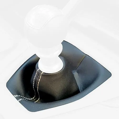 RedlineGoods Shift Boot - Manual Compatible with Ford Mustang 2024-24. Tailor Made - not Universal. Genuine top-Grade Italian Black Suede (Alcantara) with Blue Thread