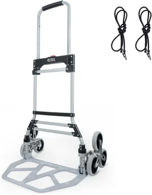 RJTEK Stair Climber Dolly - 400 lb Capacity, Improved Tire Size, Effortlessly Climbs 18cm Stairs, Hand Truck and Dolly,Heavy-Duty Cart with Telescoping Handle, Large Tires, and 2 Ropes