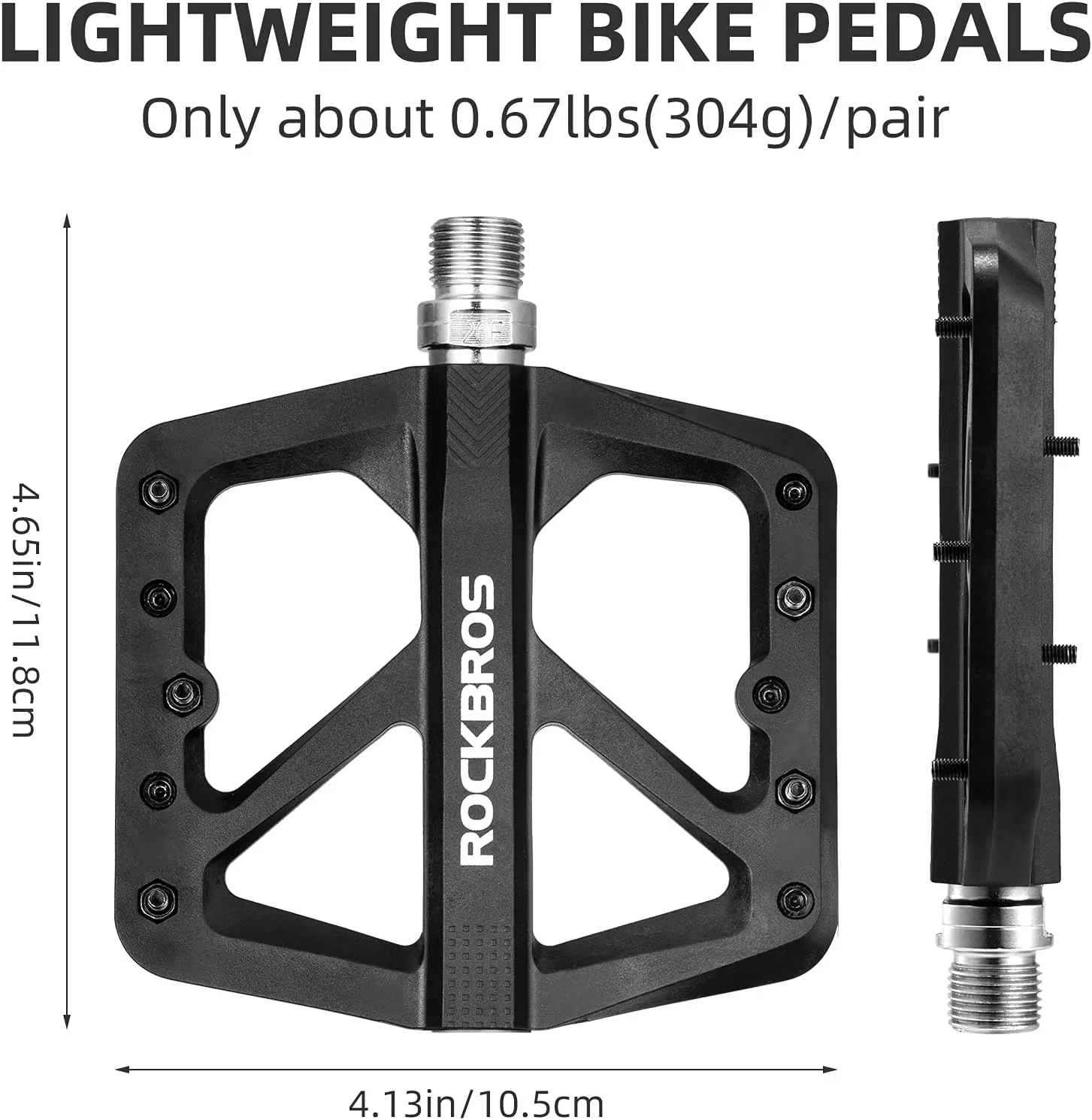 ROCKBROS Mountain Bike Pedals MTB Pedals Lightweight Nylon Composite Bicycle Flat Pedals 9/16" DU Bearing Bike Platform Pedals for BMX MTB Mountain Road Bike