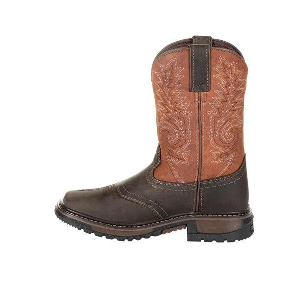Rocky Children’s & Youth Original Ride Brown Western Wellington Work Boots RKW0257