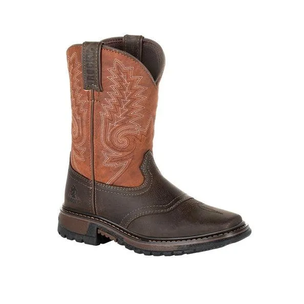 Rocky Children’s & Youth Original Ride Brown Western Wellington Work Boots RKW0257