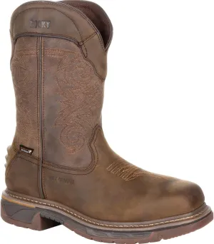 ROCKY Square Toe Internal Met Guard Western Boot with TPU Heel Counter, Distressed Brown, Size 10.5(W)