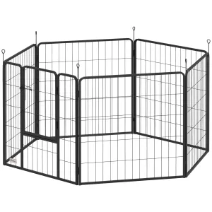 Rootz Dog Fence - Pet Enclosure - 6 Panel Playpen - Foldable & Durable Steel - Rectangle 160x80x80cm - Ideal for Puppies & Medium Dogs