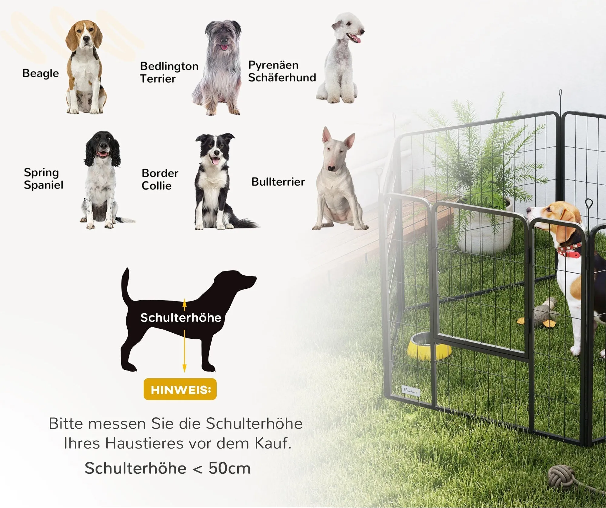 Rootz Dog Fence - Pet Enclosure - 6 Panel Playpen - Foldable & Durable Steel - Rectangle 160x80x80cm - Ideal for Puppies & Medium Dogs