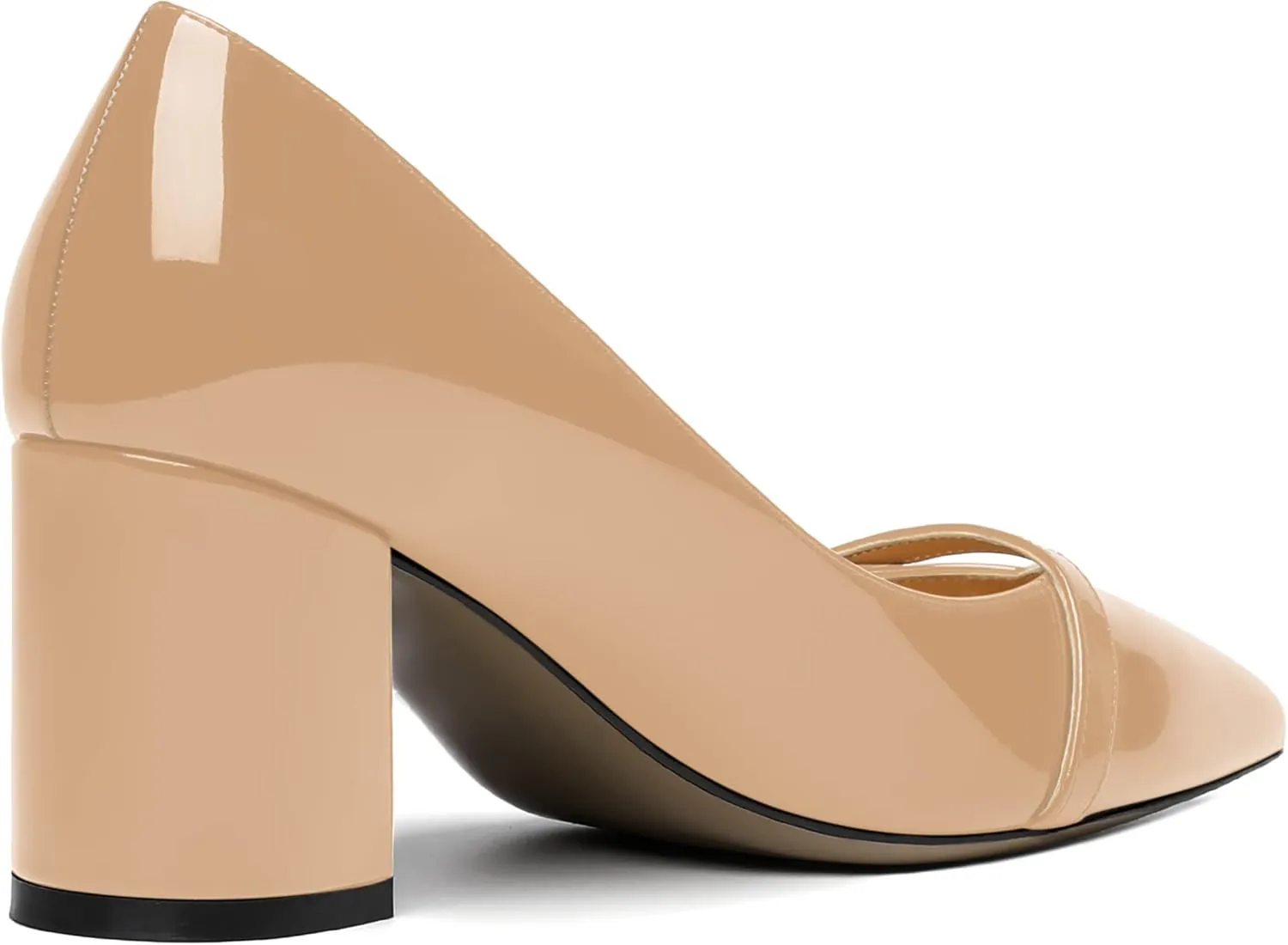 ROSERWISH Womens Patent Party Pointed Toe Slip On Fashion Casual Block Mid Heel Pumps Dress Shoes 2.5 Inch
