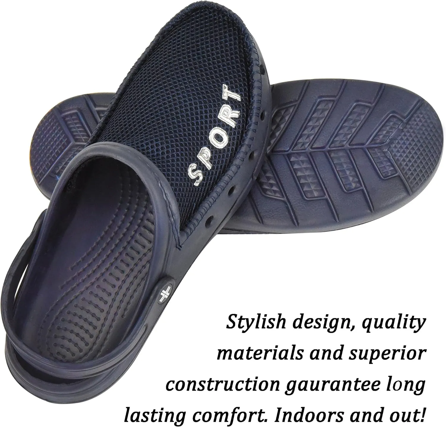 Roxoni Men’s Rubber Sport Clogs with Breathable Mesh Upper