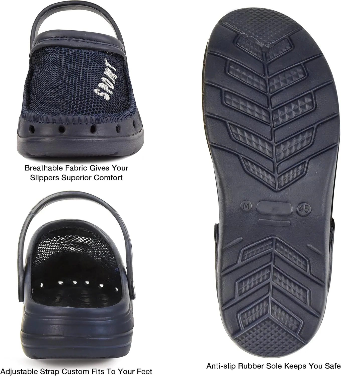 Roxoni Men’s Rubber Sport Clogs with Breathable Mesh Upper
