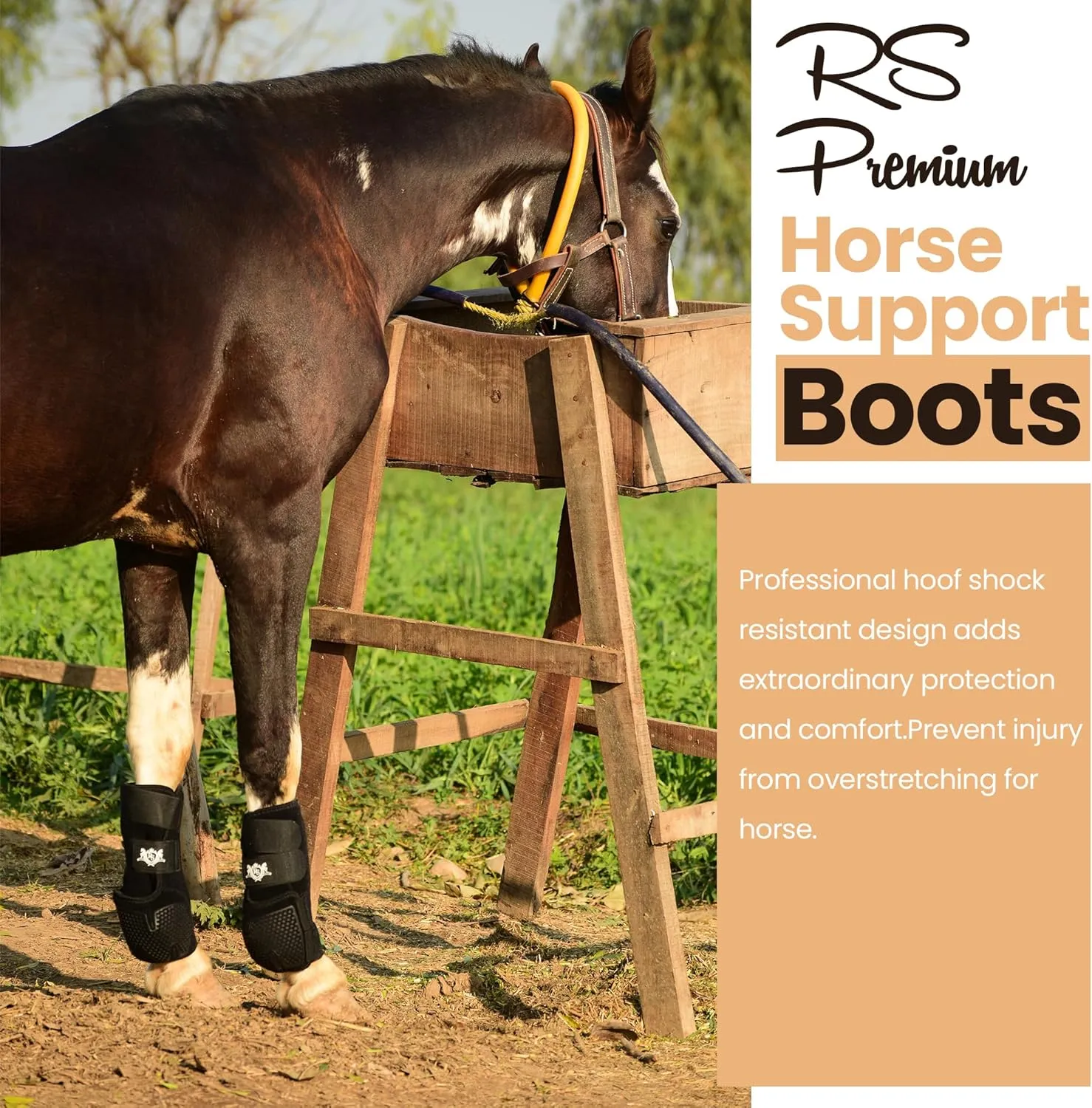 RS Premium Design Horse Boots | Comfortable, Protective & Shock-Absorbing | Best for Jump Training & Trails | OK Fabric for Ultimate Flexibility