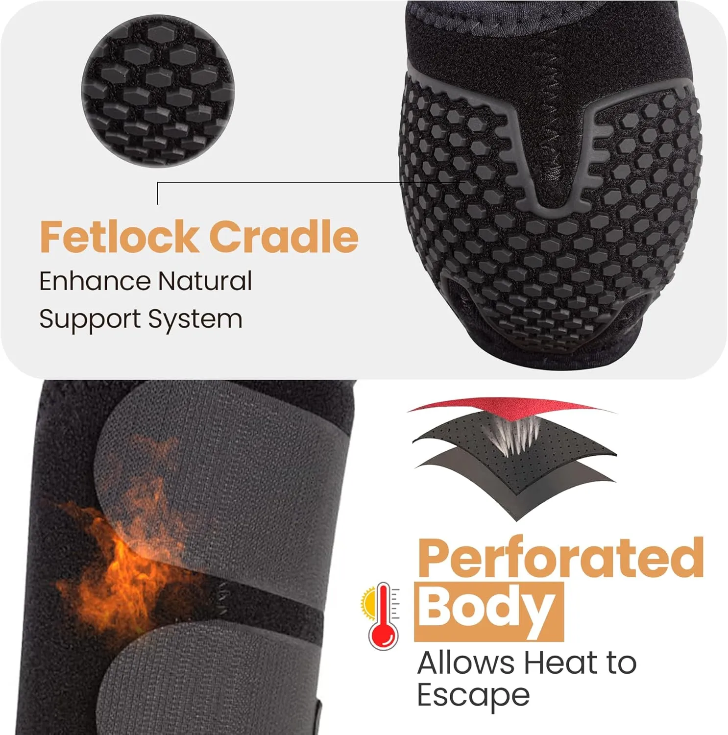 RS Premium Design Horse Boots | Comfortable, Protective & Shock-Absorbing | Best for Jump Training & Trails | OK Fabric for Ultimate Flexibility