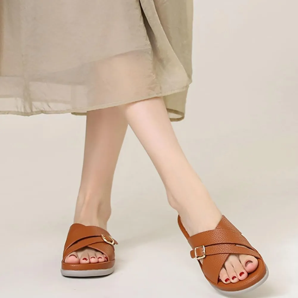 Rungion Summer Wedge Sandals for Women Slip On Dressy Comfortable Slides Sandals Lightweight Non-slip Platform Beach Shoes
