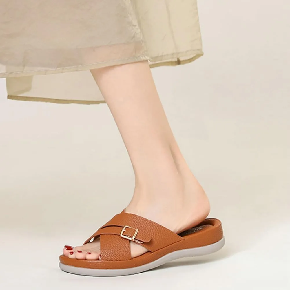 Rungion Summer Wedge Sandals for Women Slip On Dressy Comfortable Slides Sandals Lightweight Non-slip Platform Beach Shoes