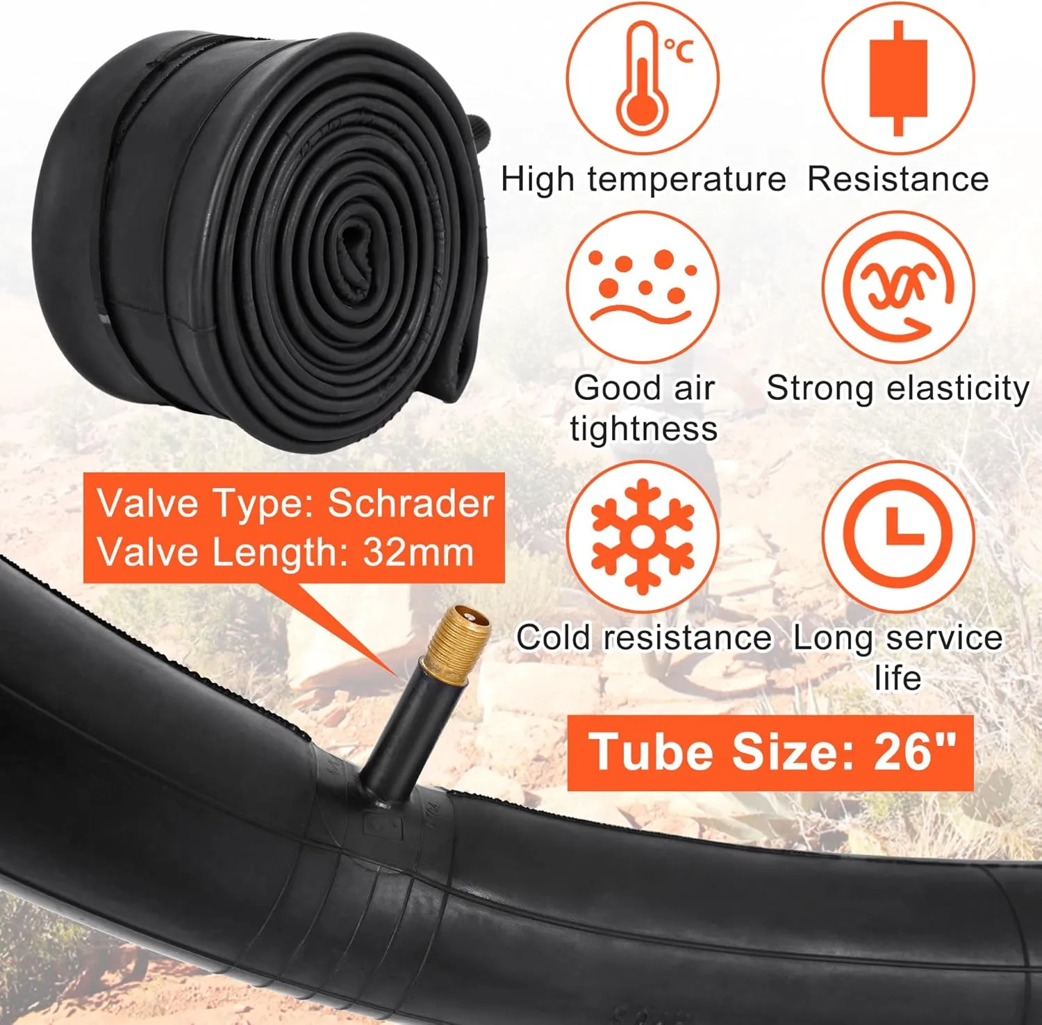 RUTU 26x2.125 Bicycle Tires Foldable 26x2.125 (57-559), 26 Inch Bike Tire and Tube with AV Schrader Valve,Installation and Removal Tools Compatible with Beach Cruiser and Urban Commuting Bicycle