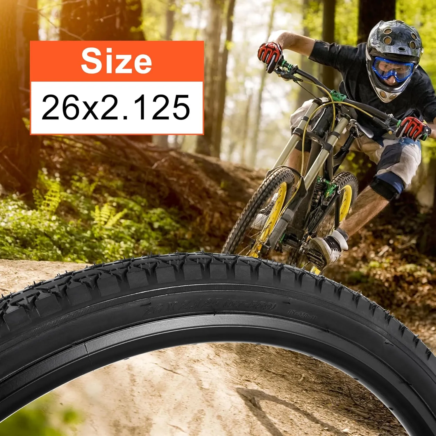 RUTU 26x2.125 Bicycle Tires Foldable 26x2.125 (57-559), 26 Inch Bike Tire and Tube with AV Schrader Valve,Installation and Removal Tools Compatible with Beach Cruiser and Urban Commuting Bicycle