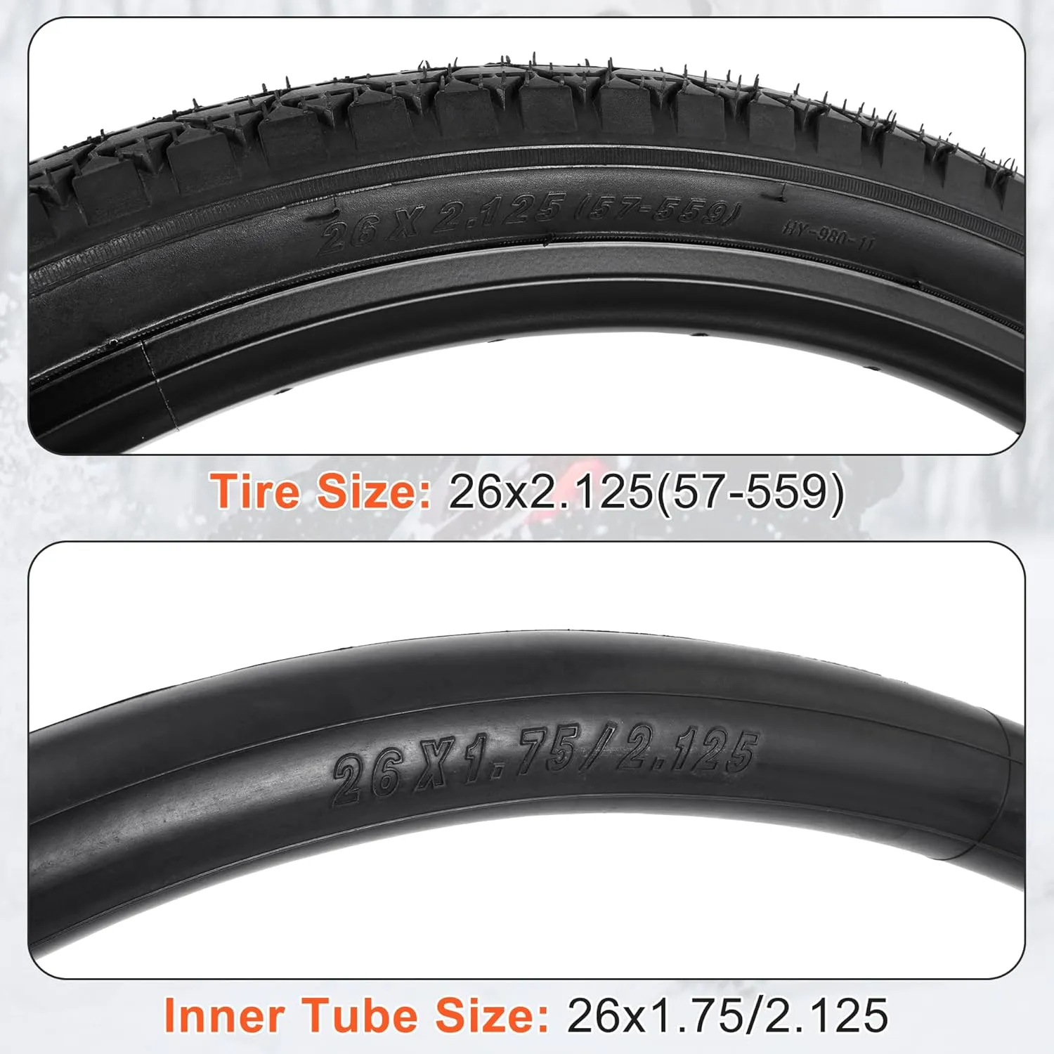 RUTU 26x2.125 Bicycle Tires Foldable 26x2.125 (57-559), 26 Inch Bike Tire and Tube with AV Schrader Valve,Installation and Removal Tools Compatible with Beach Cruiser and Urban Commuting Bicycle