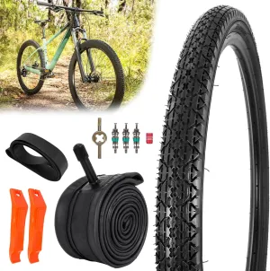 RUTU 26x2.125 Bicycle Tires Foldable 26x2.125 (57-559), 26 Inch Bike Tire and Tube with AV Schrader Valve,Installation and Removal Tools Compatible with Beach Cruiser and Urban Commuting Bicycle