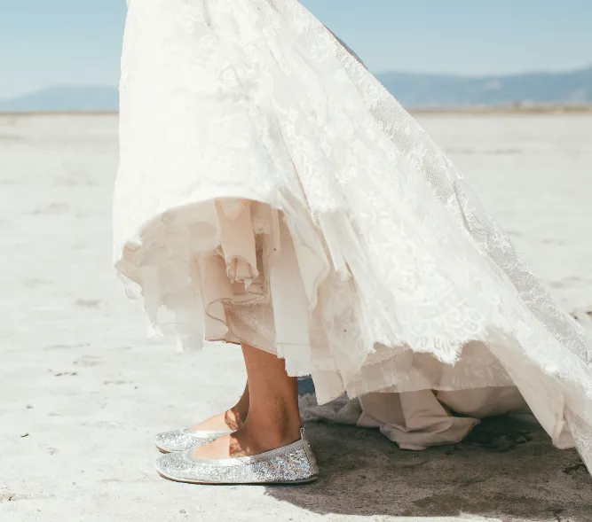 Samara Foldable Ballet Flat in Platinum Glitter