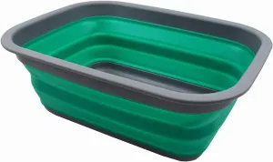 SAMMART 9.2L (2.37Gallon) Collapsible Tub - Portable Outdoor Picnic Basket/Crater - Foldable Shopping Bag - Space Saving Storage Container (M, Dark Grey/Bluish-Green)