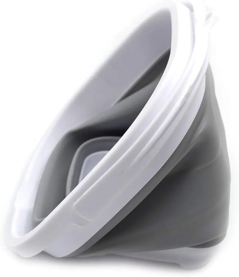 SAMMART Set of 2-2.6L (0.68 Gallon) Super Mini Sqare Collapsible Plastic Bucket - Foldable Square Tub - Portable Fishing Water Pail - Space Saving Outdoor Waterpot (2, Grey)