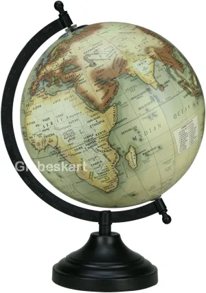 Samyuktha Educational/Antique Globe with Black Matt Arc and Base/World Globe/Home Decor/Office Decor/Gift Item / 8 inches (Graphic Grey Brown)