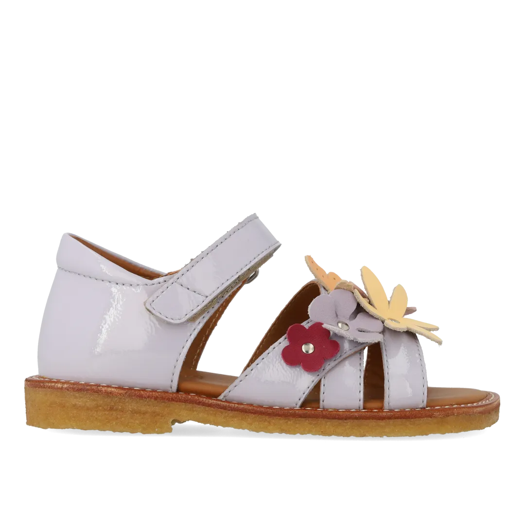Sandal with multicoloured floral applications