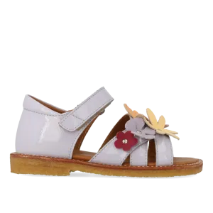 Sandal with multicoloured floral applications