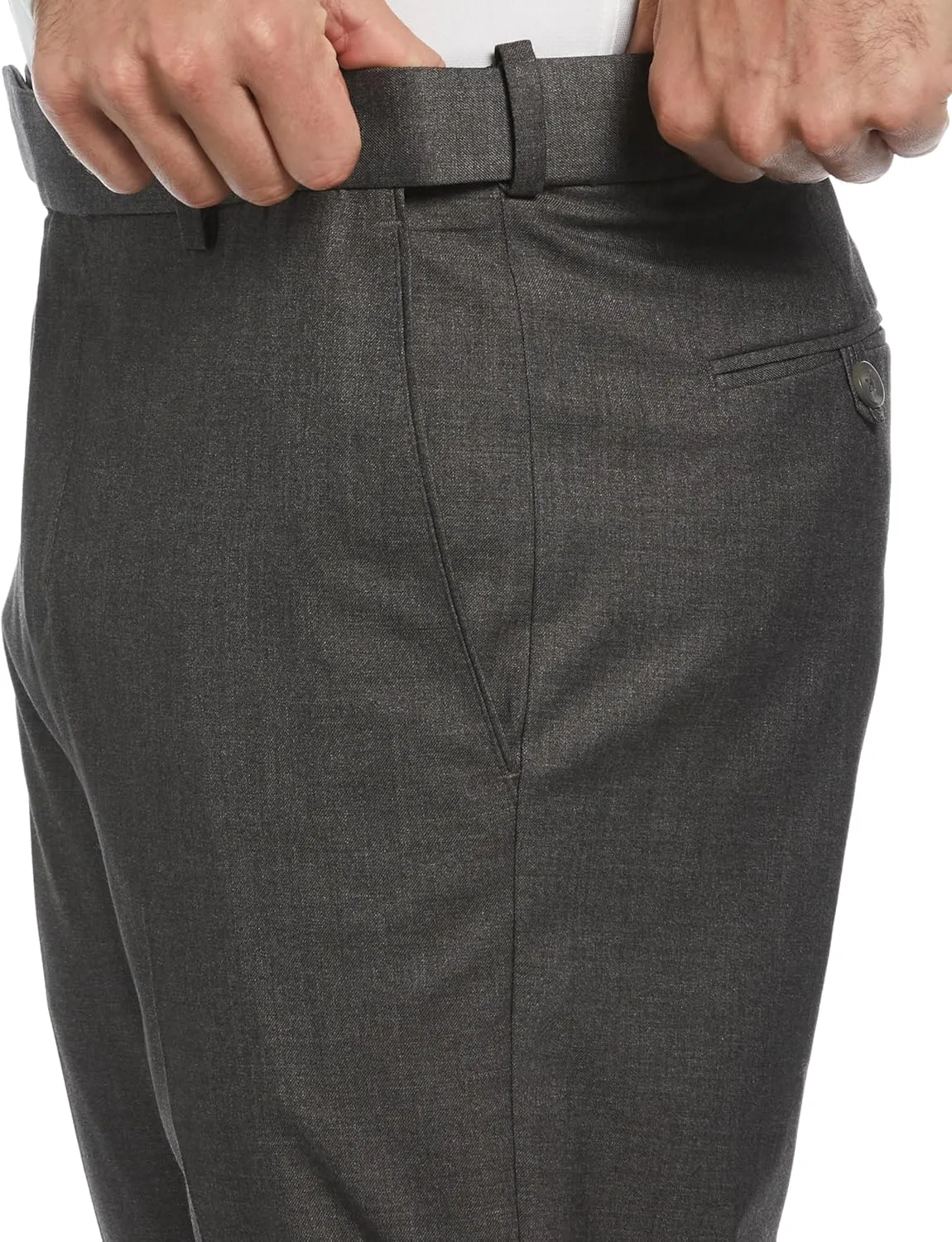 Savane Men's Big & Tall Flat Front Performance No Iron Gabardine Dress Pants with Extendable Waistband