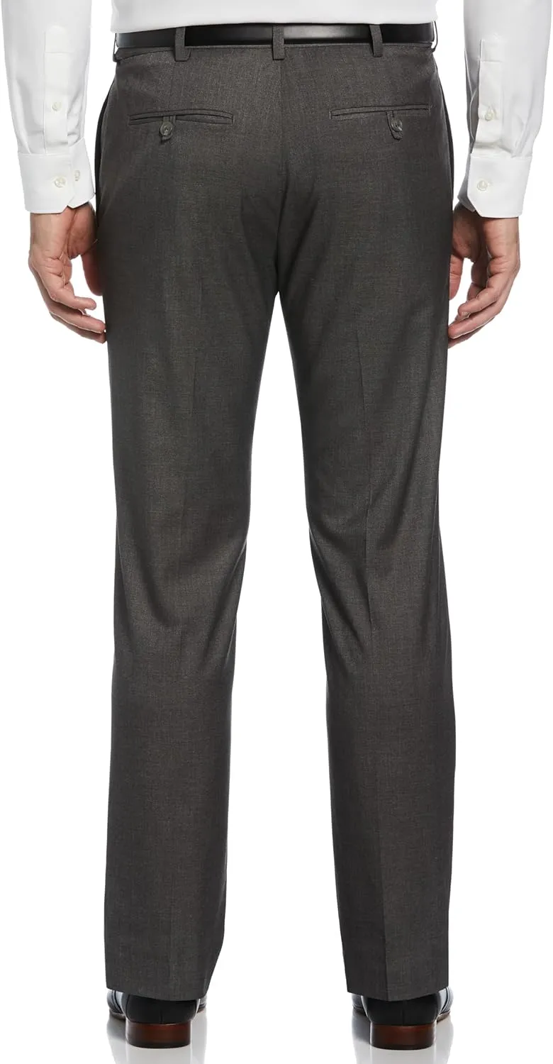 Savane Men's Big & Tall Flat Front Performance No Iron Gabardine Dress Pants with Extendable Waistband