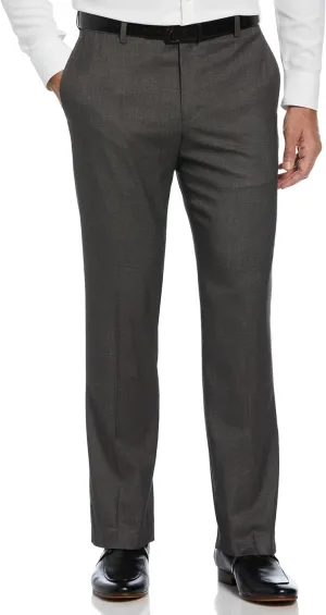 Savane Men's Big & Tall Flat Front Performance No Iron Gabardine Dress Pants with Extendable Waistband