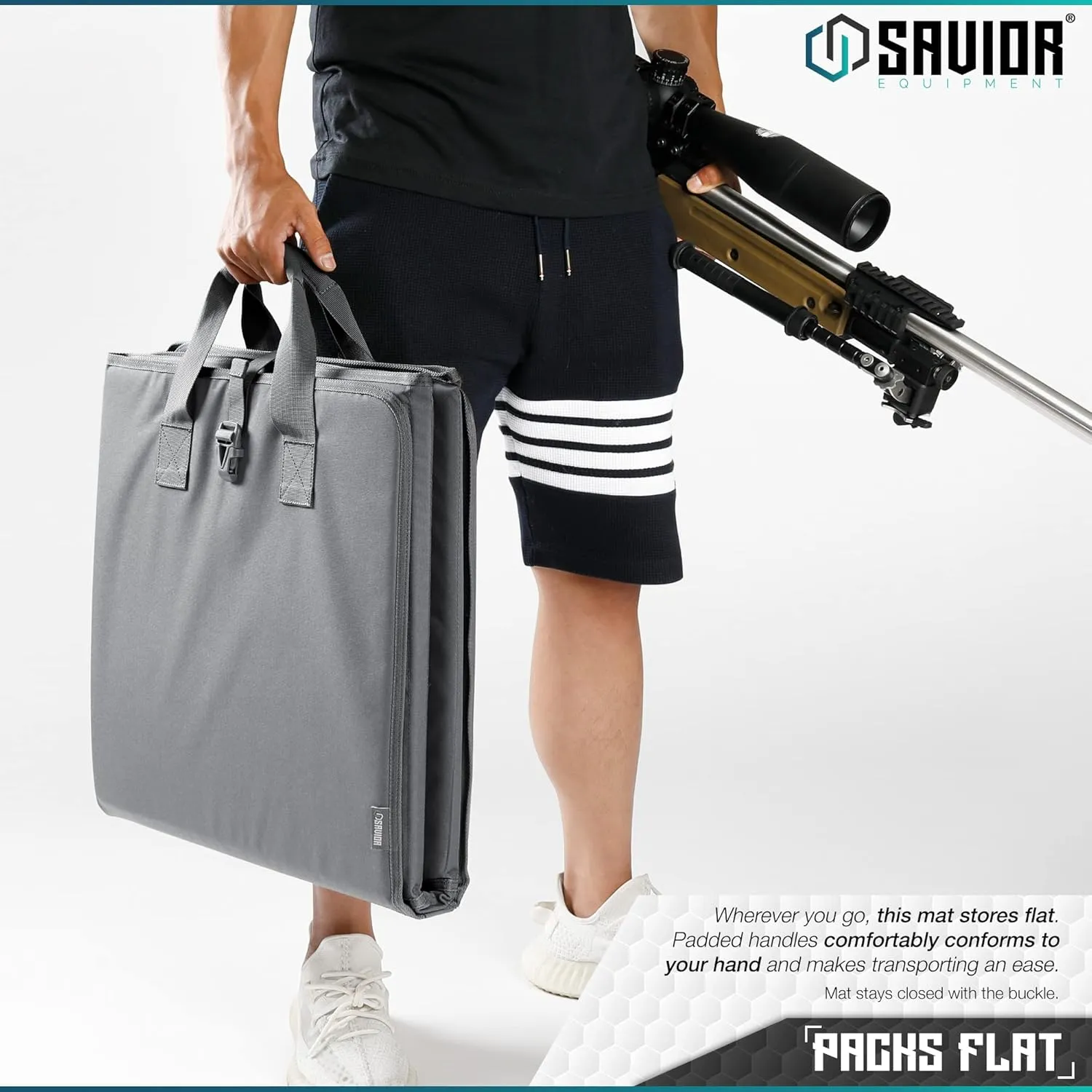 Savior Equipment Tactical Quick Release All-Purpose Shooting Mat, Deluxe Padded Foldable Design w/Carrying Handle, Bipod Preload, Extended Dust Mat