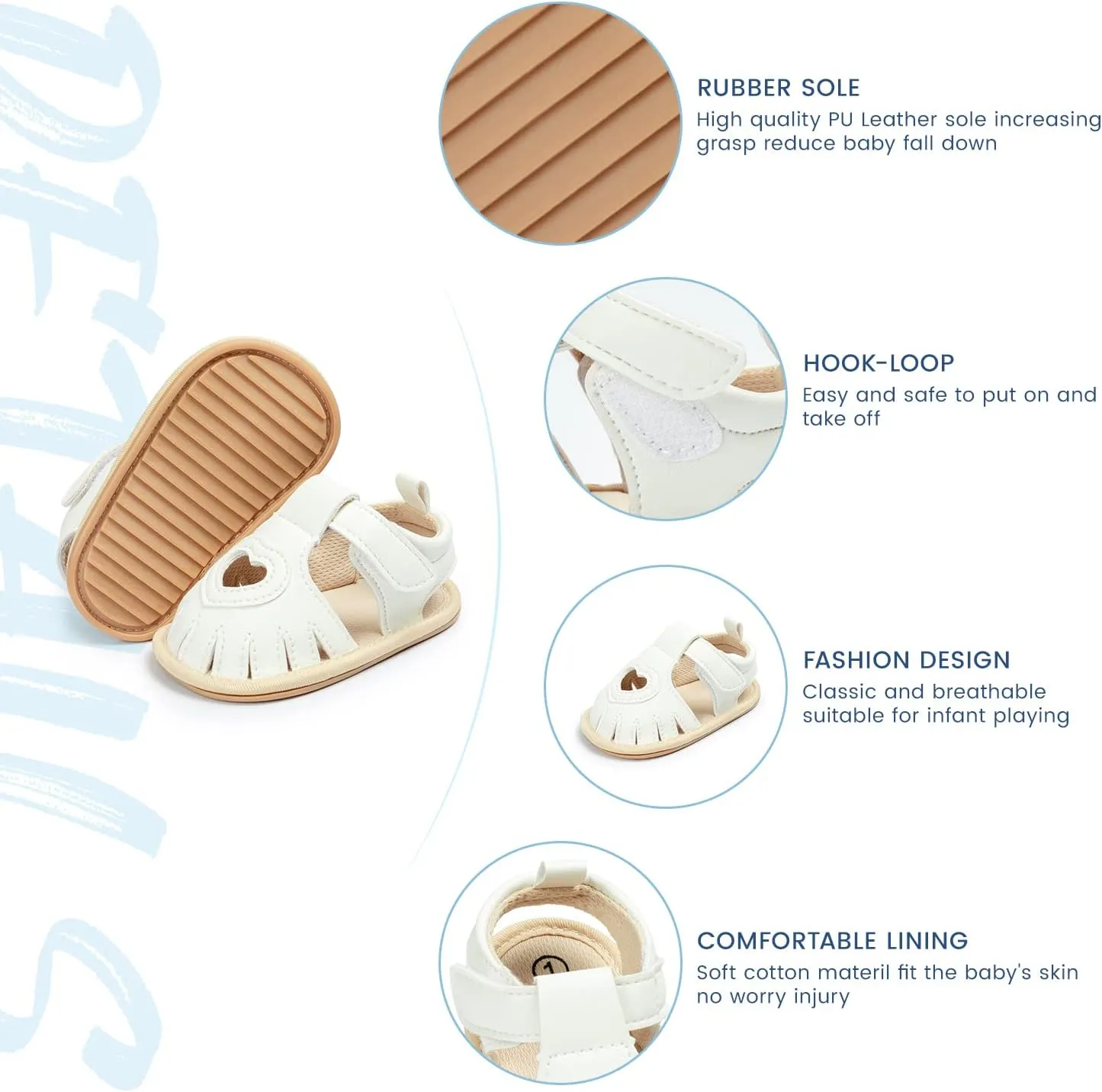 Sawimlgy Baby Girls Boys Sandals Summer Flowers Shoe Rubber Sole PU Leather Mesh Infant Toddler First Walkers Princess Dress Outdoor Shoes