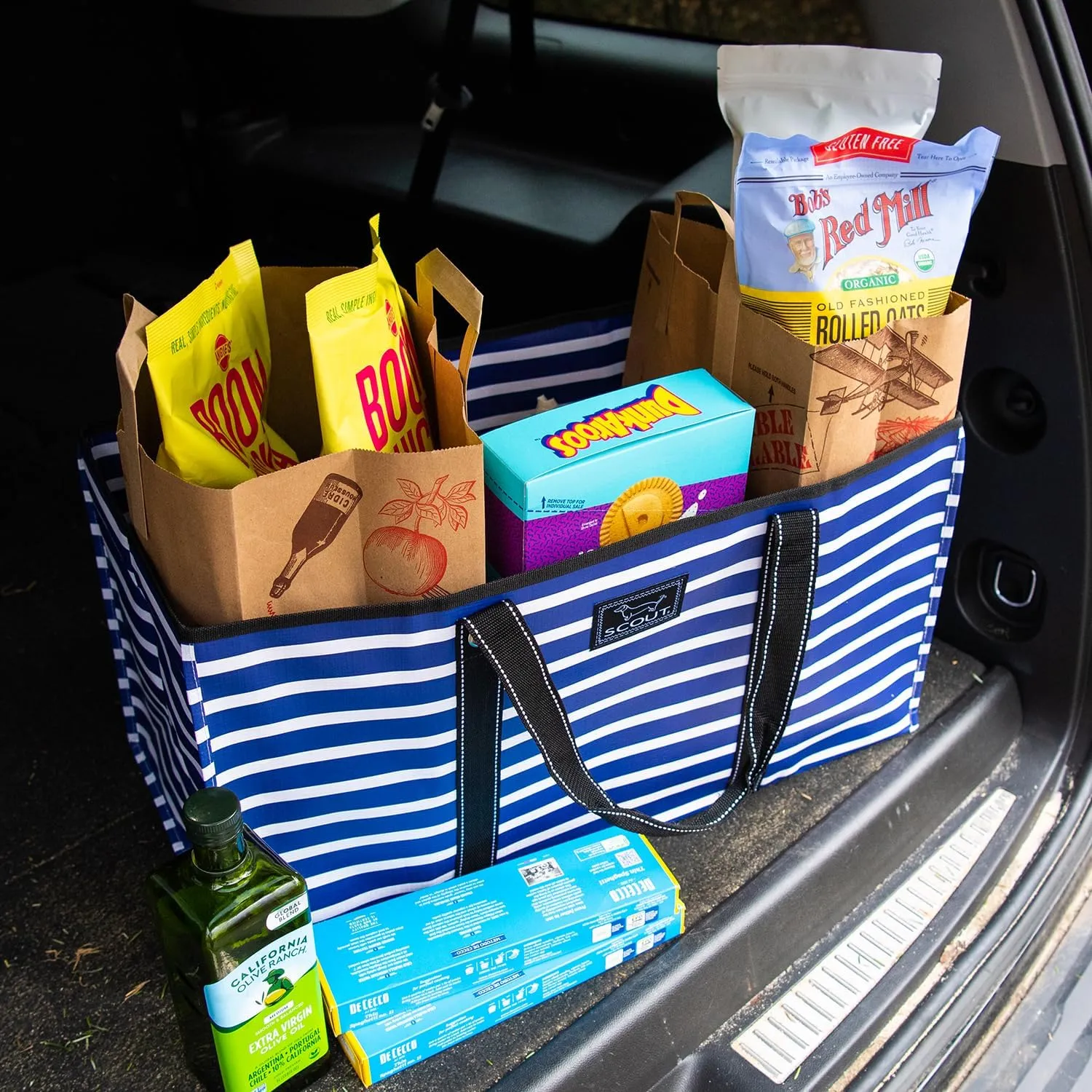 SCOUT Errand Boy - Extra Large Lightweight Utility Tote with Breakaway Zipper - Collapsible Grocery and Market or Beach Tote
