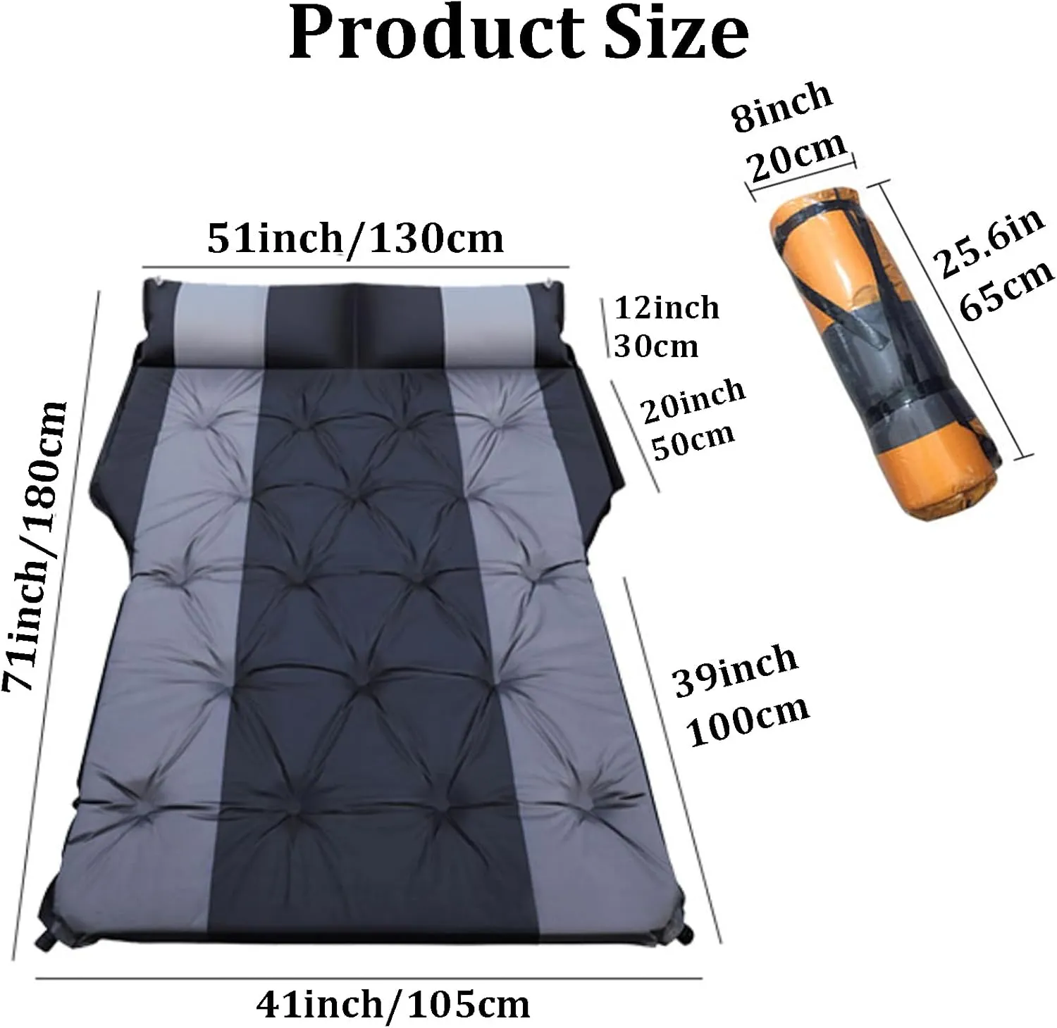 Self-Inflating Car Air Mattress, Portable Car Automatic Air Bed, Outdoor Camping Sleeping Mat SUV Air Mattress with Pillow,Car Bed, Car Sleeping Pad SUV Mattress for Travel, Gray