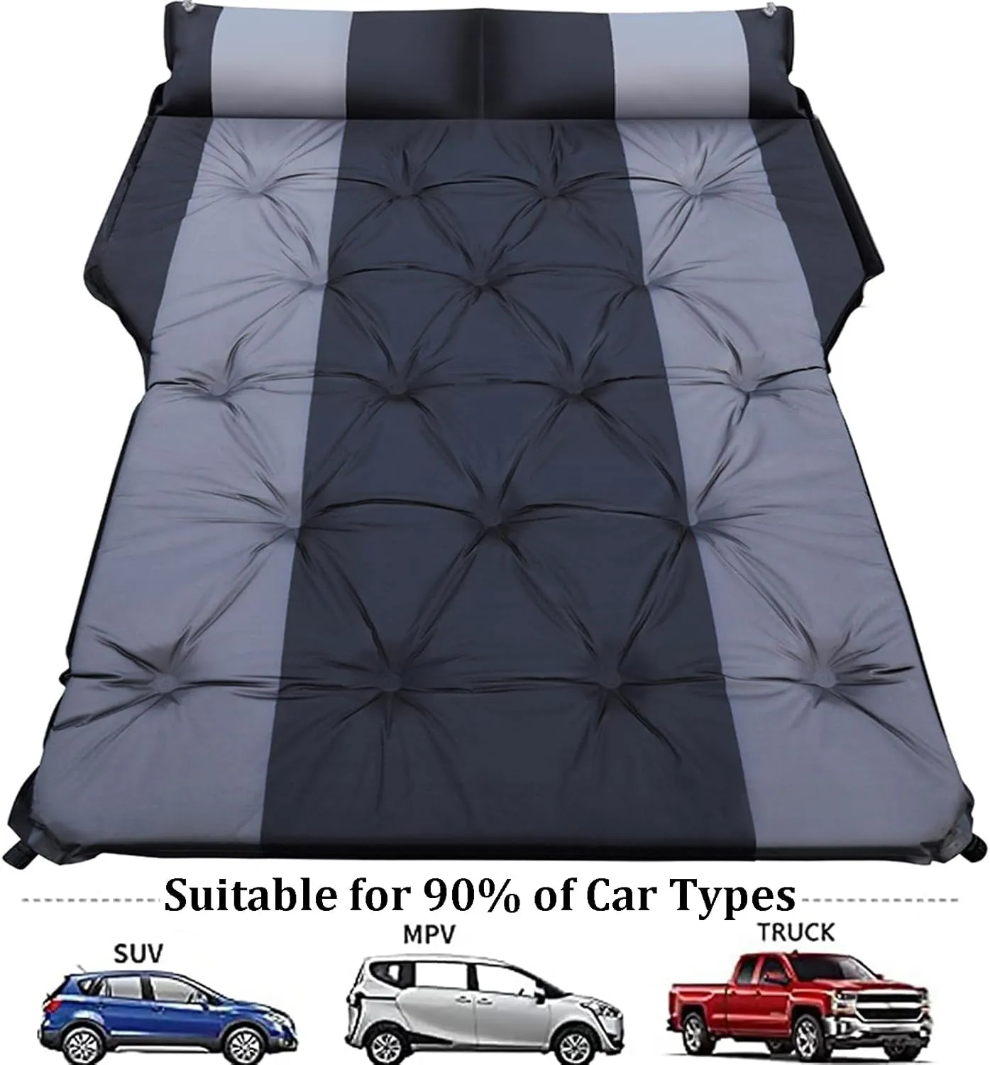 Self-Inflating Car Air Mattress, Portable Car Automatic Air Bed, Outdoor Camping Sleeping Mat SUV Air Mattress with Pillow,Car Bed, Car Sleeping Pad SUV Mattress for Travel, Gray