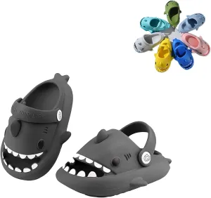 Shark Slides, Sharkclas Chancletas Kids, Cute Cartoon Summer Cloud Slippers, Toddler Boys Girls Slip On Sandals, Cushioned Thick Sole Beach Pool Shoes