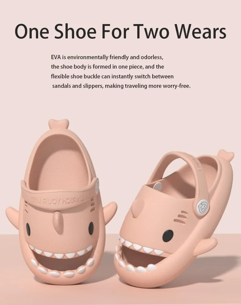 Shark Slides, Sharkclas Chancletas Kids, Cute Cartoon Summer Cloud Slippers, Toddler Boys Girls Slip On Sandals, Cushioned Thick Sole Beach Pool Shoes