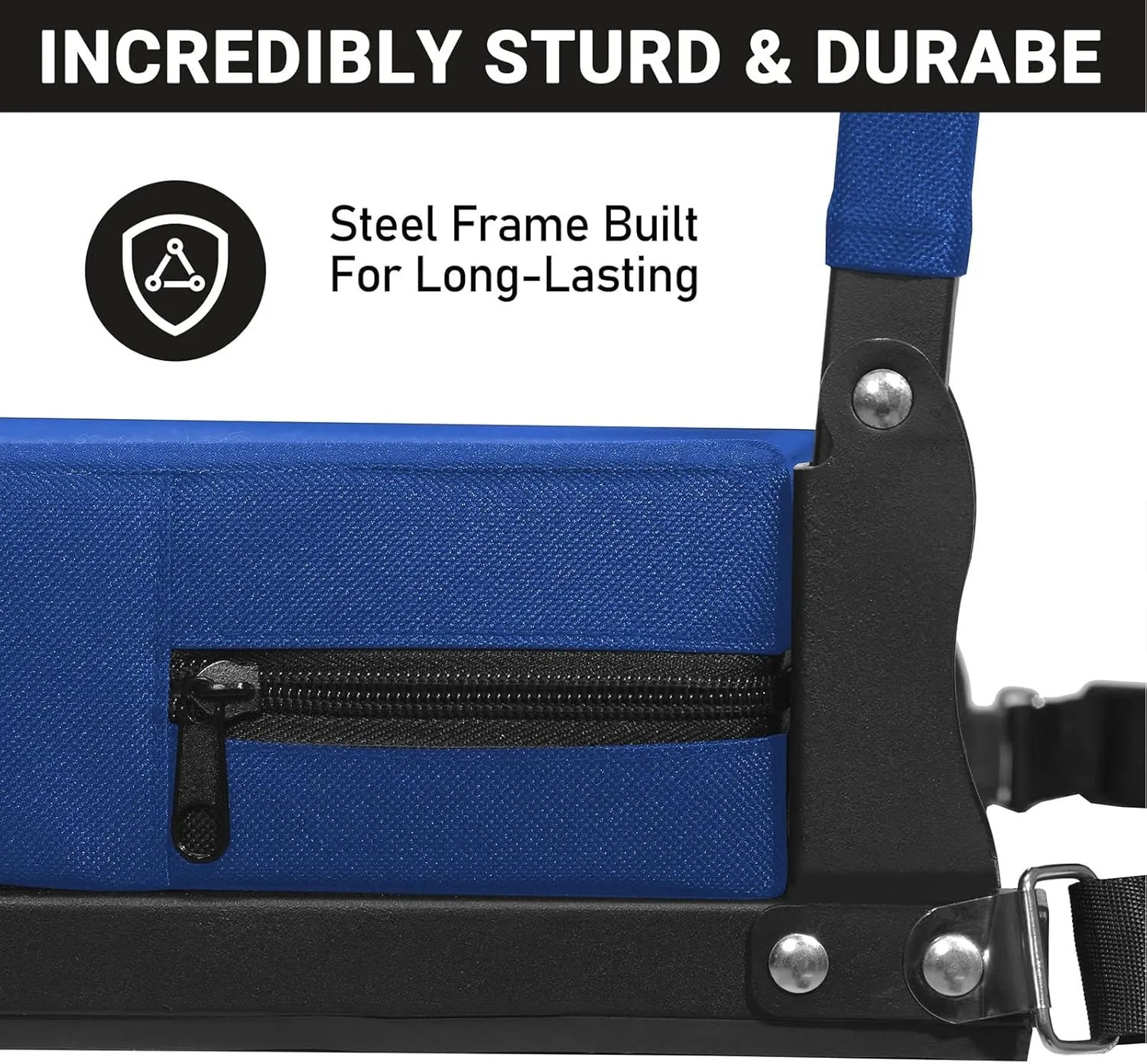 Sheenive Stadium Seats for Bleachers with Back Support, Bleacher Seats with Backs and Cushion Wide, Padded Portable Folding Comfort Stadium Chair with Shoulder Strap, Perfect for Sports Events, Blue