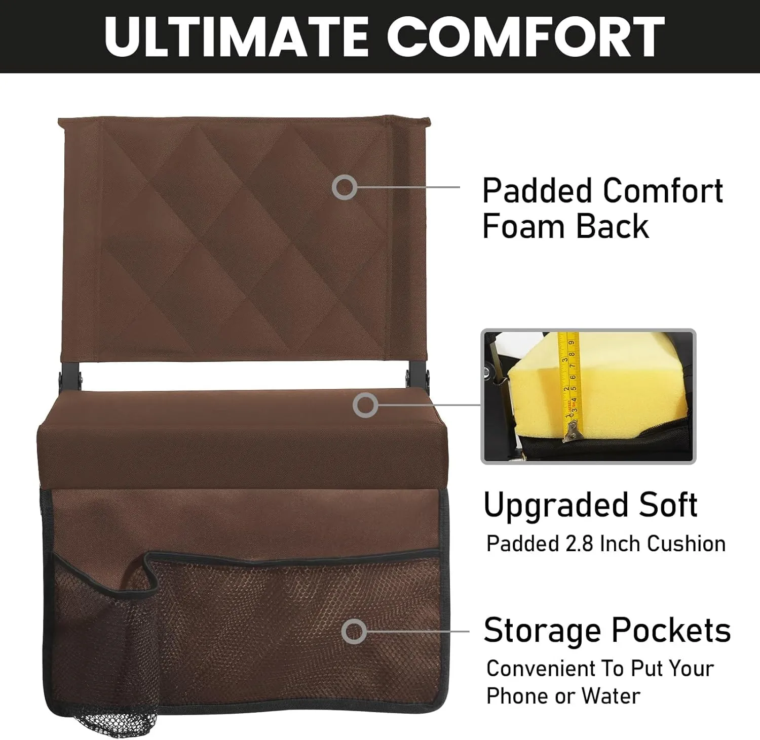 Sheenive Stadium Seats for Bleachers with Back Support, Bleacher Seats with Backs and Cushion Wide, Padded Portable Folding Comfort Stadium Chair with Shoulder Strap, Perfect for Sports Events