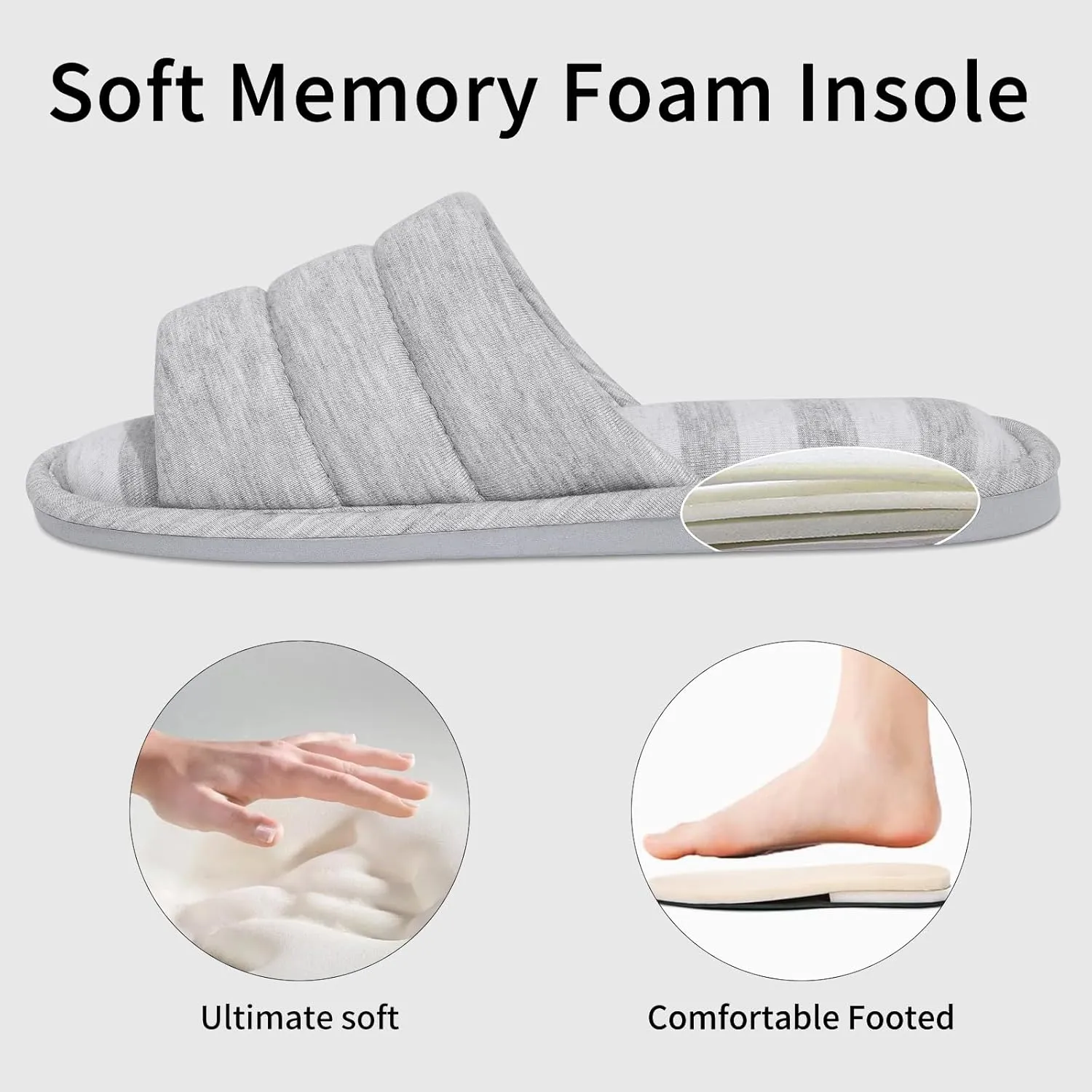 shevalues Open Toe House Slippers for Women Men Soft Cotton Indoor Shoes Memory Foam Slip On bedroom Slippers