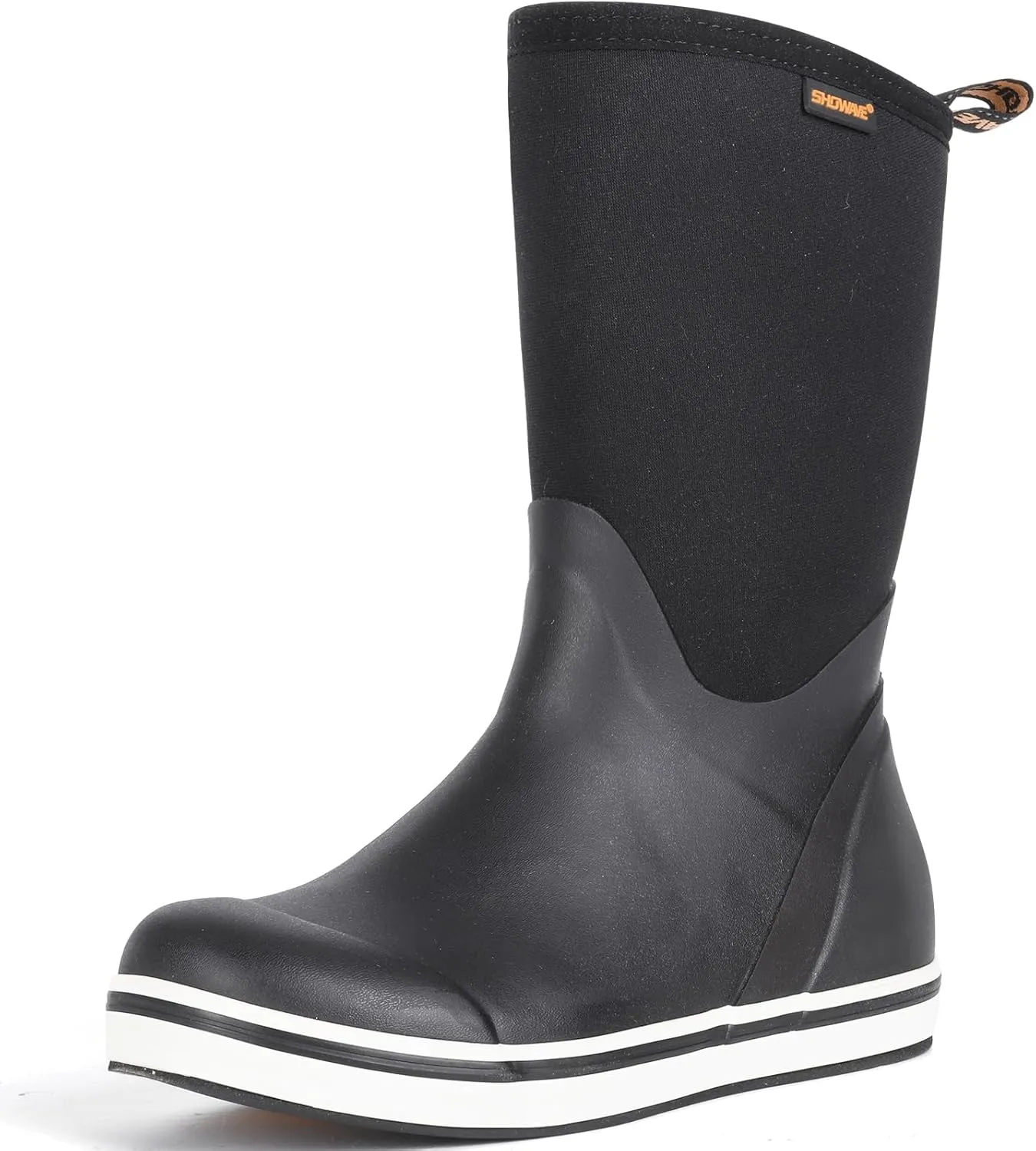 Showave Women's Deck Boots Mid Calf Rain Boots Waterproof Non-slip Insulated Rubber Boots Durable Mud Boots for Cold Day