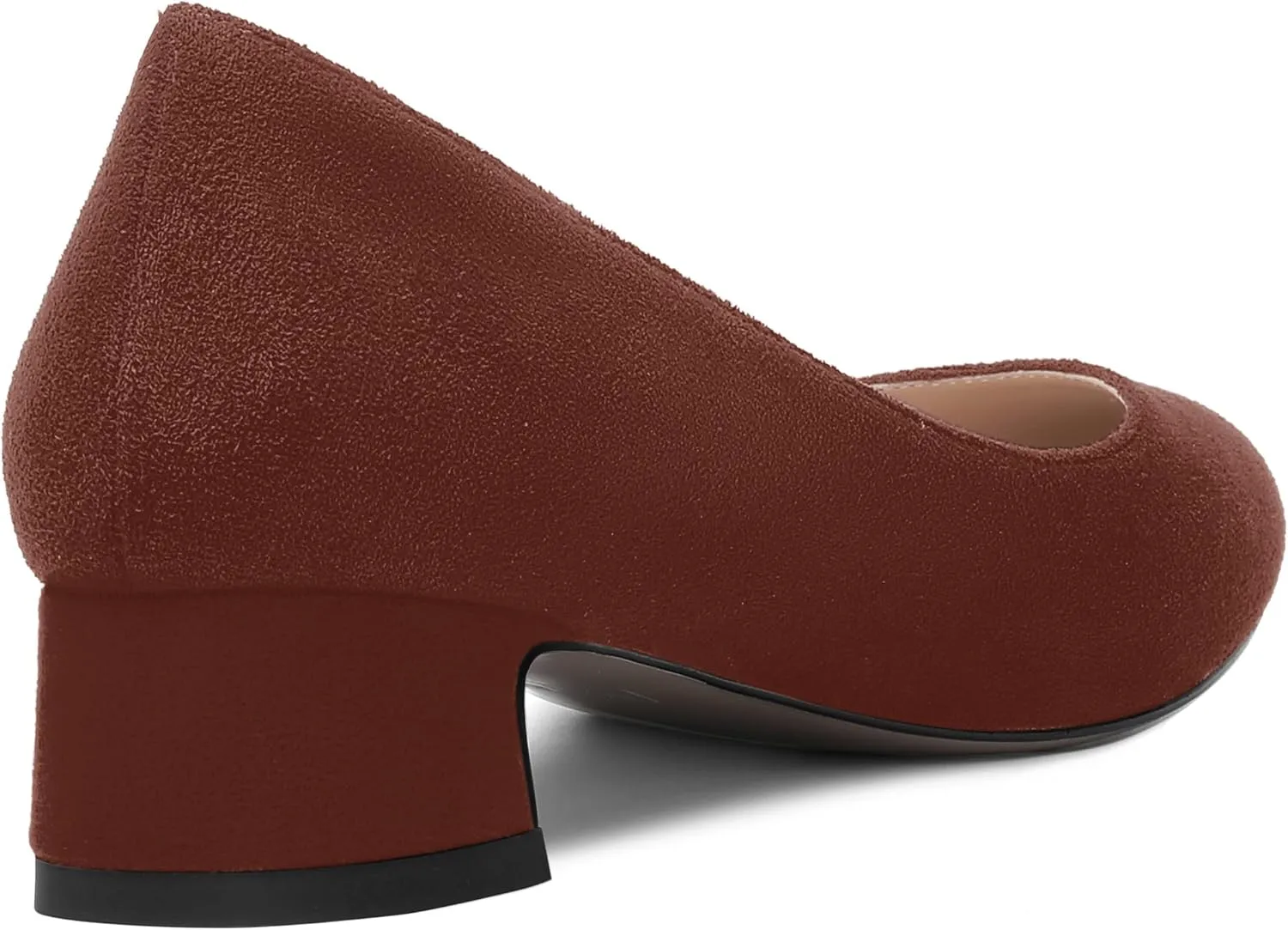 SHOWFOREST Womens Dress Solid Business Suede Round Toe Slip On Chunky Low Heel Pumps Shoes 1.5 Inch