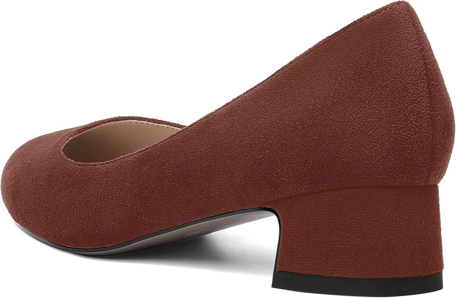 SHOWFOREST Womens Dress Solid Business Suede Round Toe Slip On Chunky Low Heel Pumps Shoes 1.5 Inch