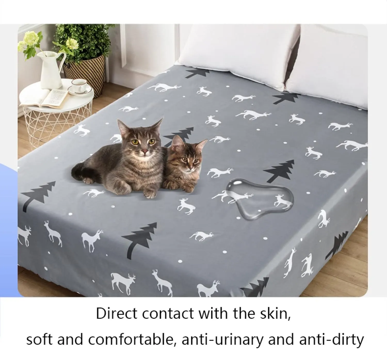 SIELUNO Waterproof Bed Sheet Flat Sheets Lightweight, Mattress Protector Sheet Bed Cover, Furniture Protector Covers for Queen Size Bed-B-230x300cm(90x118in)