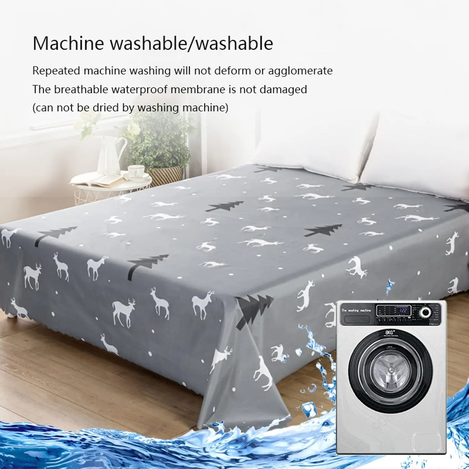 SIELUNO Waterproof Bed Sheet Flat Sheets Lightweight, Mattress Protector Sheet Bed Cover, Furniture Protector Covers for Queen Size Bed-B-230x300cm(90x118in)