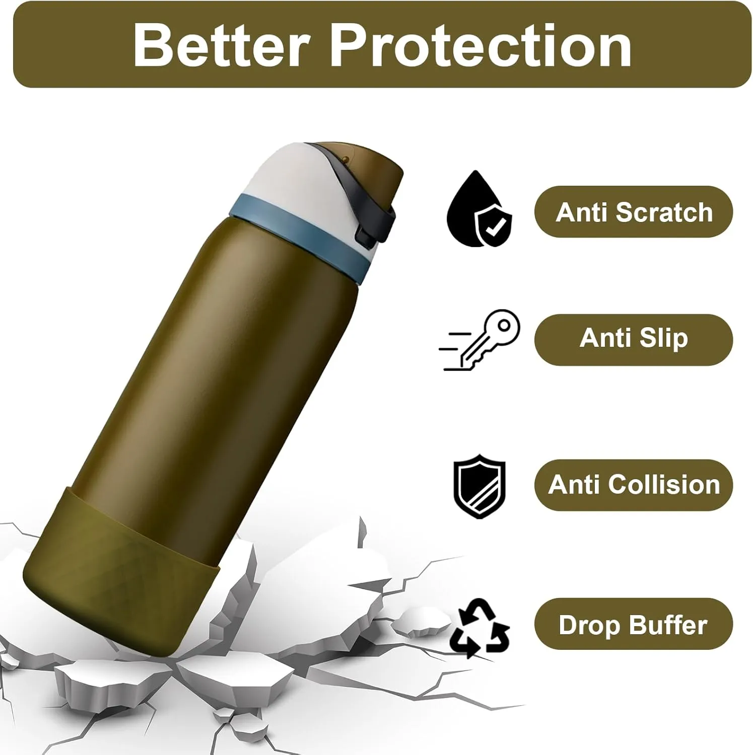 Silicone Boot for Owala Water Bottle, 2PCS Anti-Slip Protective Sleeve for FreeSip/Twist/Flip Water Bottles, BPA Free, Dishwasher Safe, Bottom Bumper Cover Cup Accessories