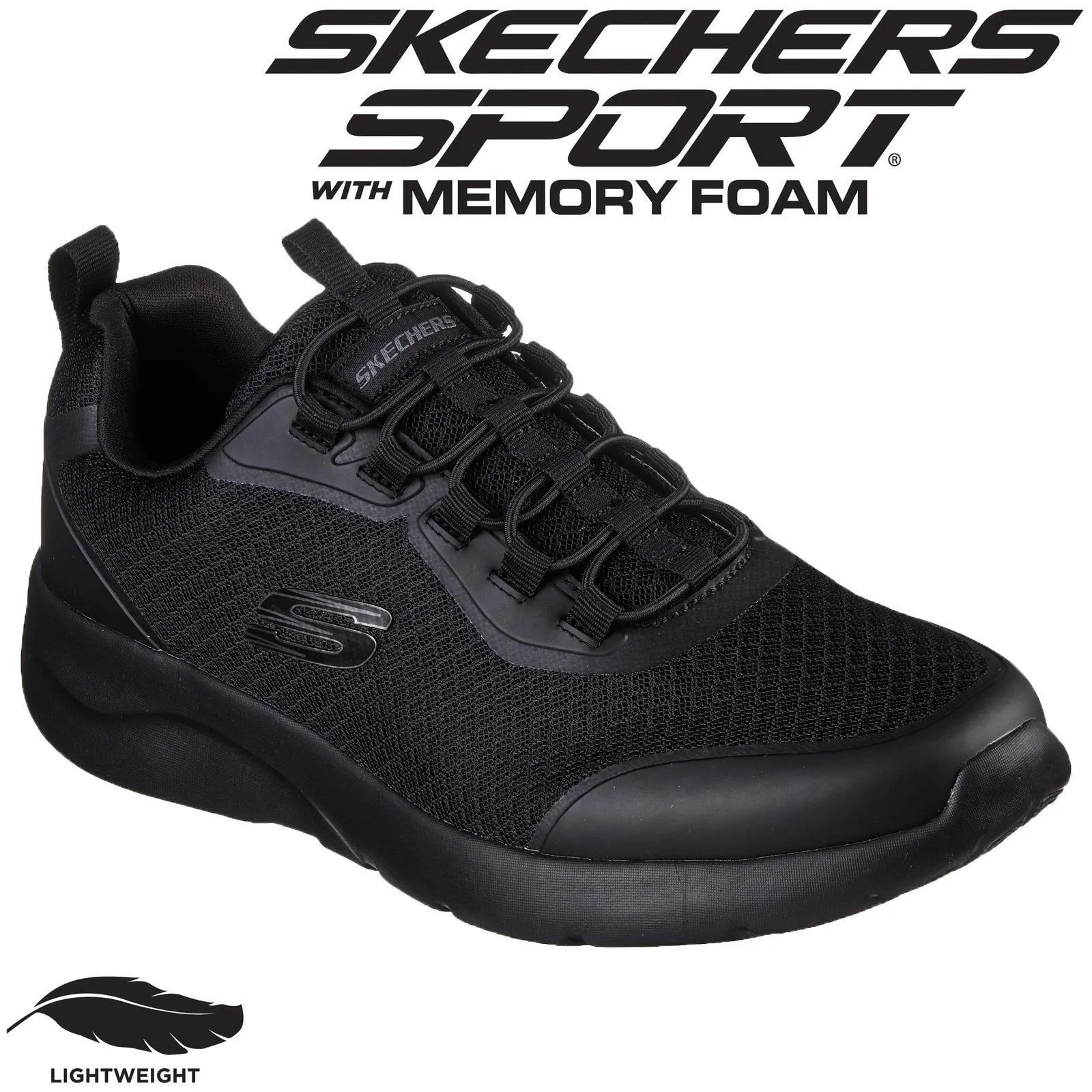 Skechers Mens Dynamite 2.0 Setner Black Slip On Lightweight Vegan Trainers Shoes