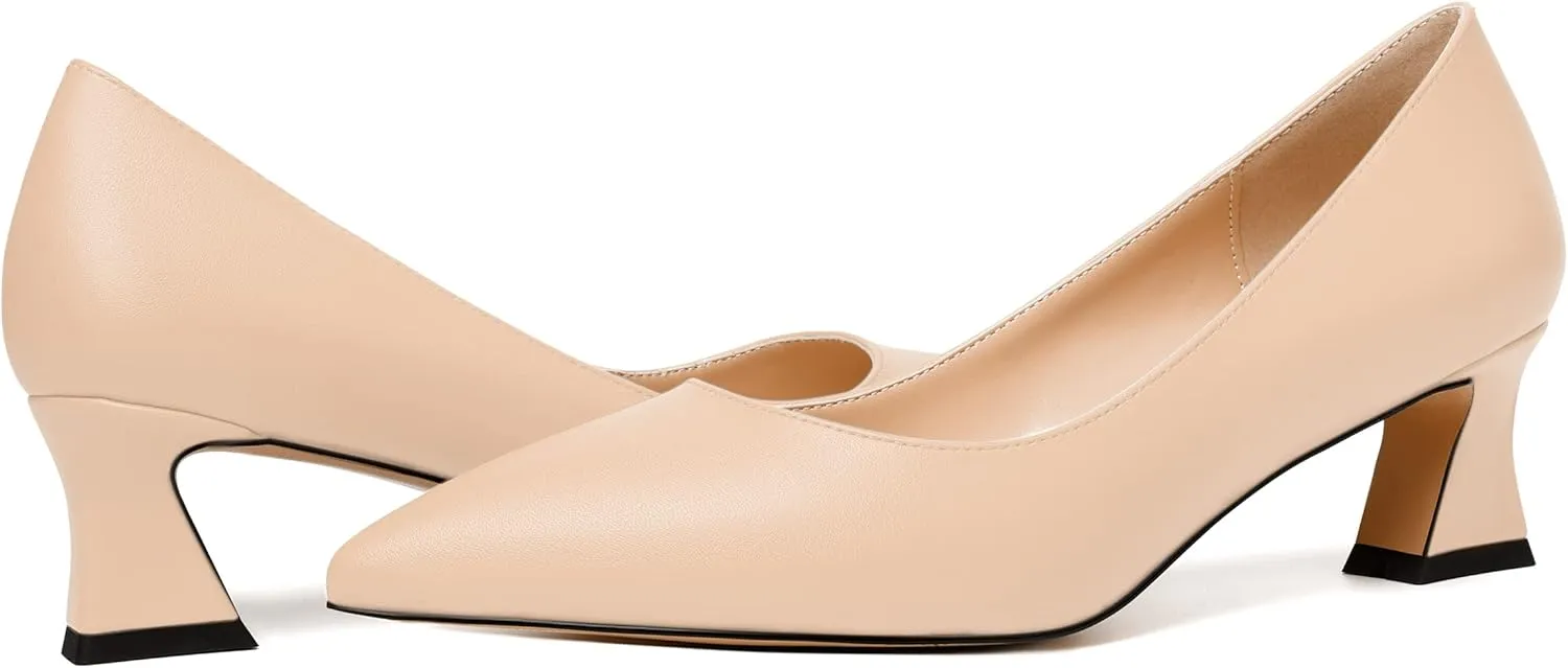 SKYSTERRY Womens Evening Slip On Fashion Pointed Toe Matte Spool Low Heel Pumps Shoes 2 Inch