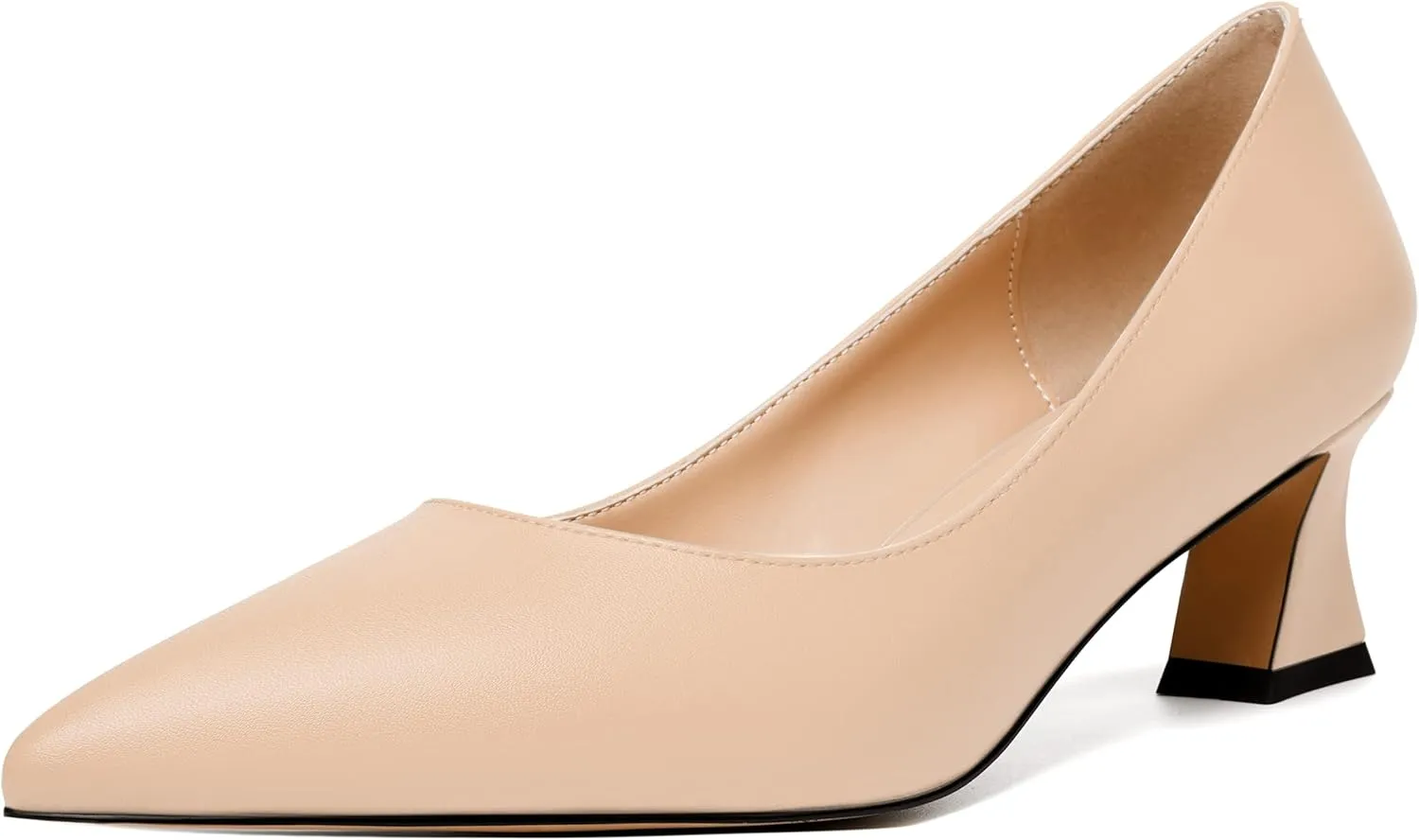 SKYSTERRY Womens Evening Slip On Fashion Pointed Toe Matte Spool Low Heel Pumps Shoes 2 Inch