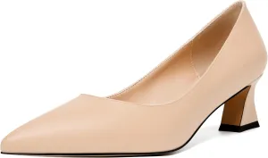 SKYSTERRY Womens Evening Slip On Fashion Pointed Toe Matte Spool Low Heel Pumps Shoes 2 Inch